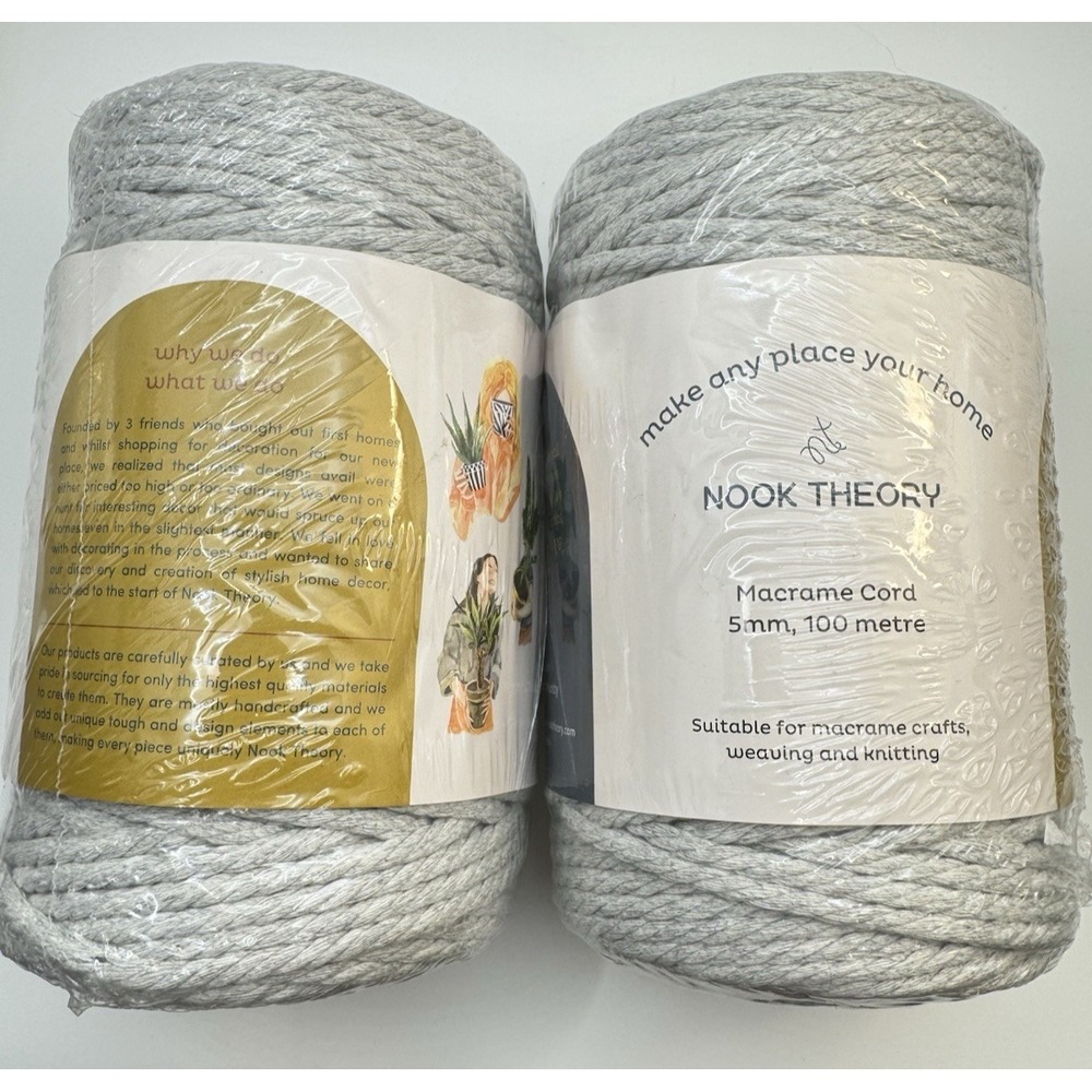 Macrame Cord 5mm Light Gray 3 Rolls 327 Yards Cotton Rope Lot 322A New